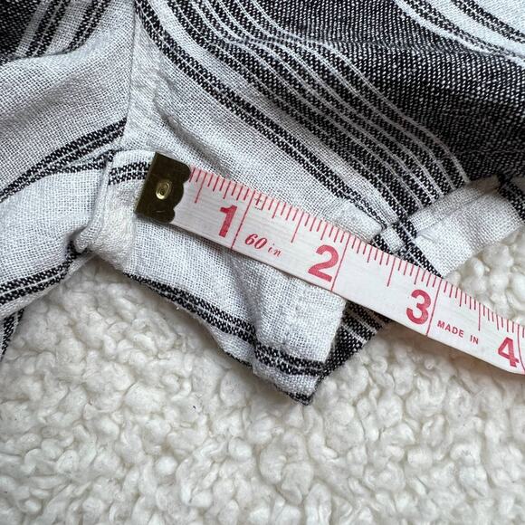 Mauby Stony Black White Stripe Linen Blend High Rise Short Large - Picture 10 of 10
